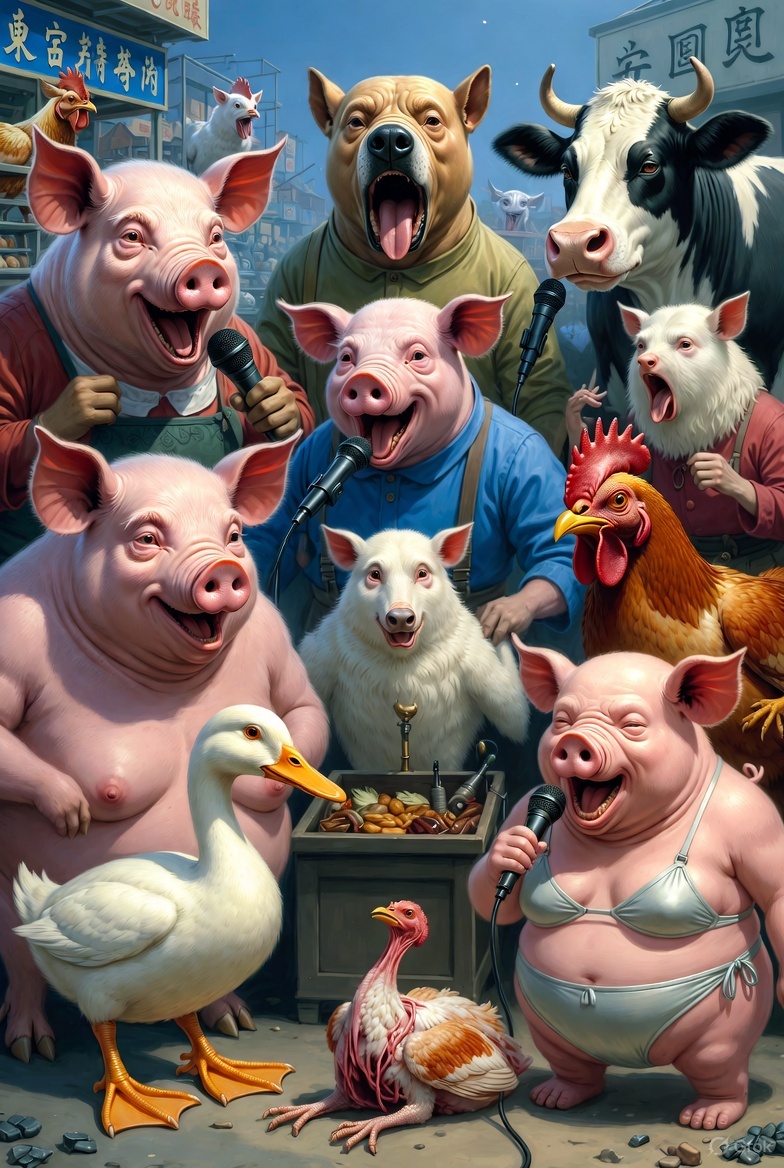 AI动物拟人化低俗插图1