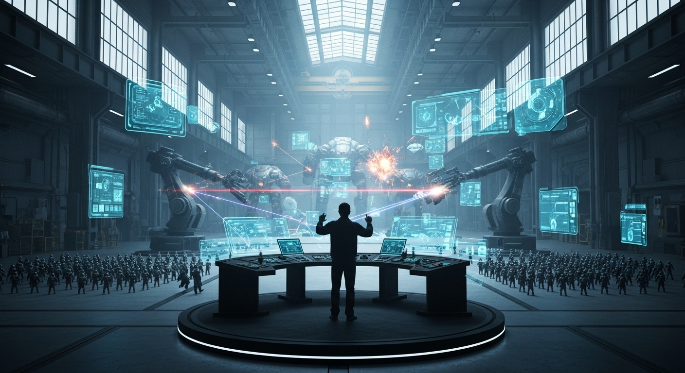 一个人操控的未来主义自动电影工厂