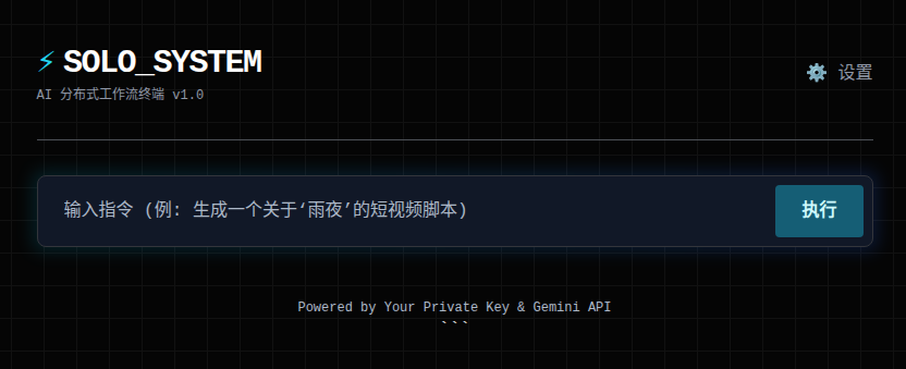 Solo System 运行界面
